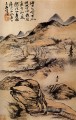 Shitao gehen auf den kalten Wegen 1690 Chinesische Malerei